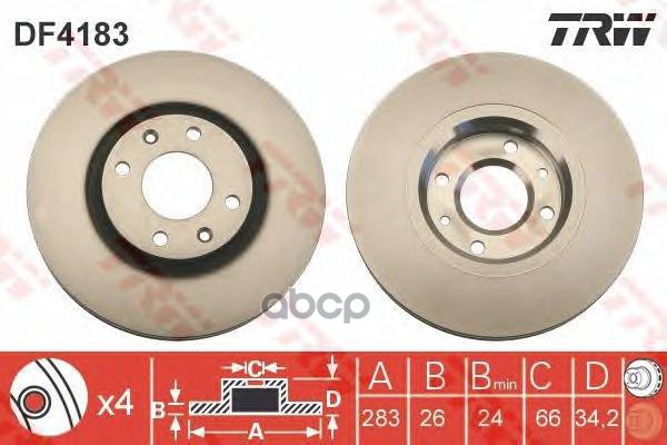 

Тормозной диск TRW/Lucas для Citroen Berlingo 98-, C3 02-, C4 04- DF4183