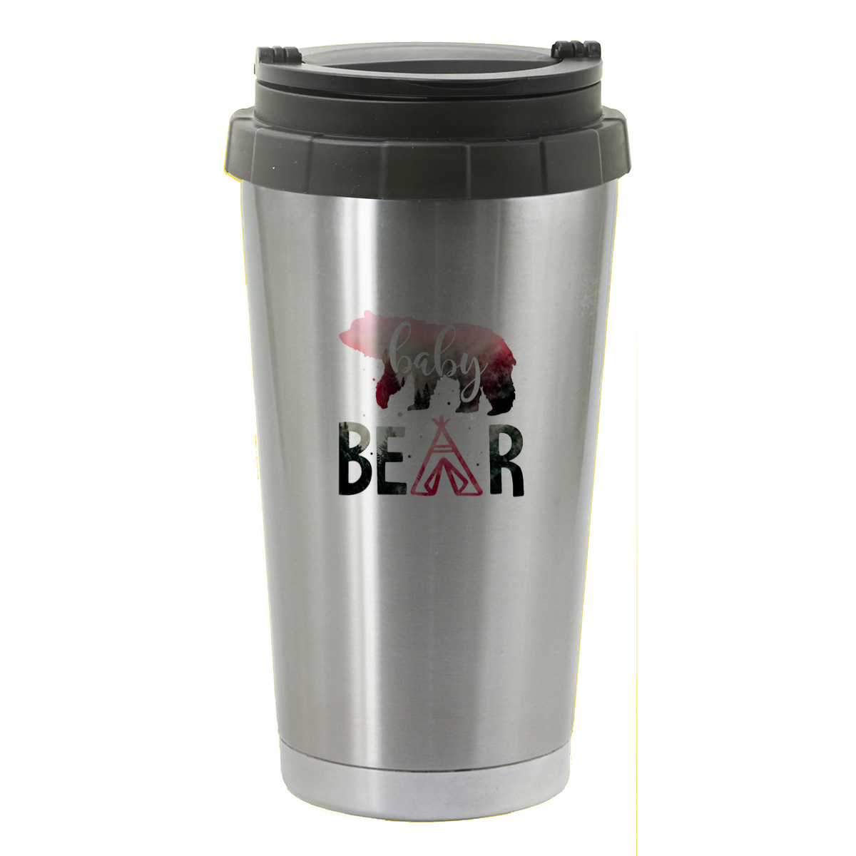 

Термостакан серый CoolPodarok Семья. baby bear