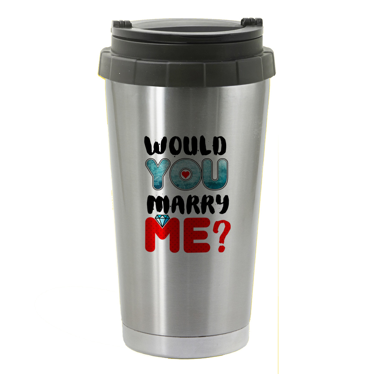 

Термостакан серый CoolPodarok WOULD MARRY ME
