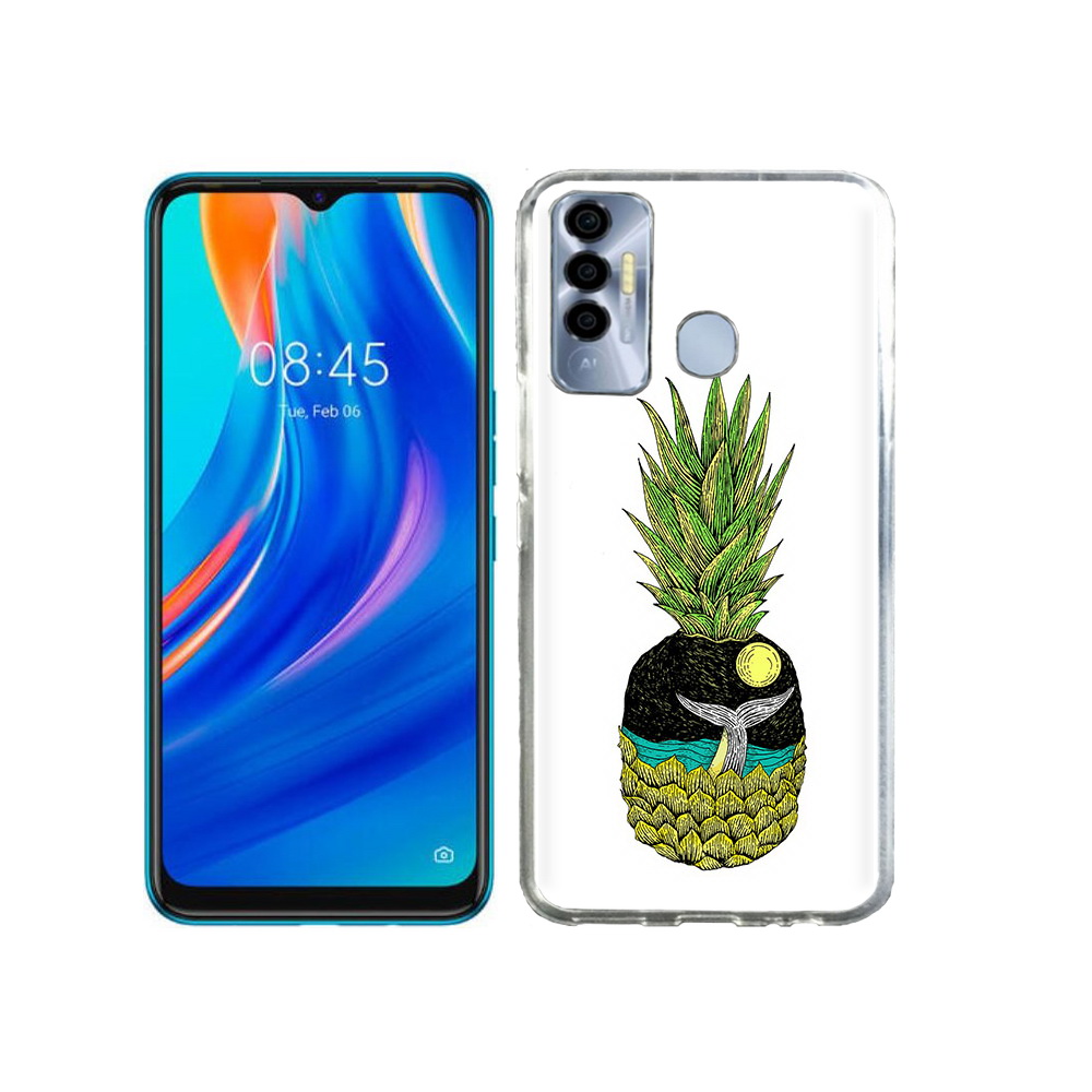 

Чехол MyPads Tocco для Tecno Spark 7P ананас с китом, Прозрачный, Tocco