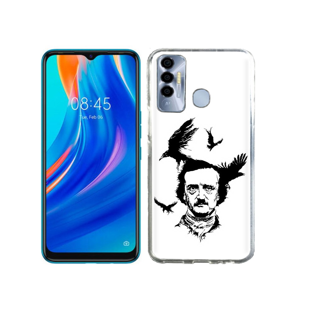 

Чехол MyPads Tocco для Tecno Spark 7P Эдгар Аллан черно белый, Прозрачный, Tocco