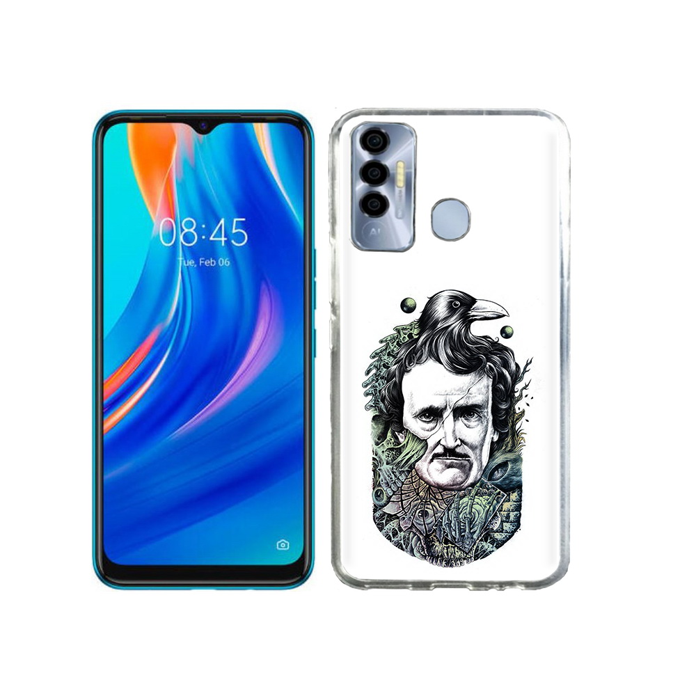 

Чехол MyPads Tocco для Tecno Spark 7P Эдгар Аллан с вороном, Прозрачный, Tocco