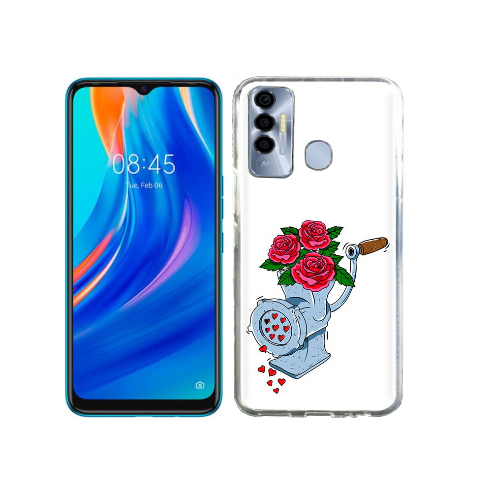 

Чехол MyPads Tocco для Tecno Spark 7P Цветочные сердца, Прозрачный, Tocco