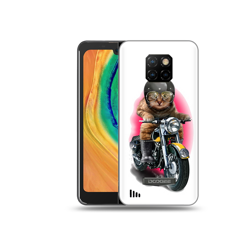 

Чехол MyPads Tocco для Doogee S88 Plus мото-кот, Прозрачный, Tocco