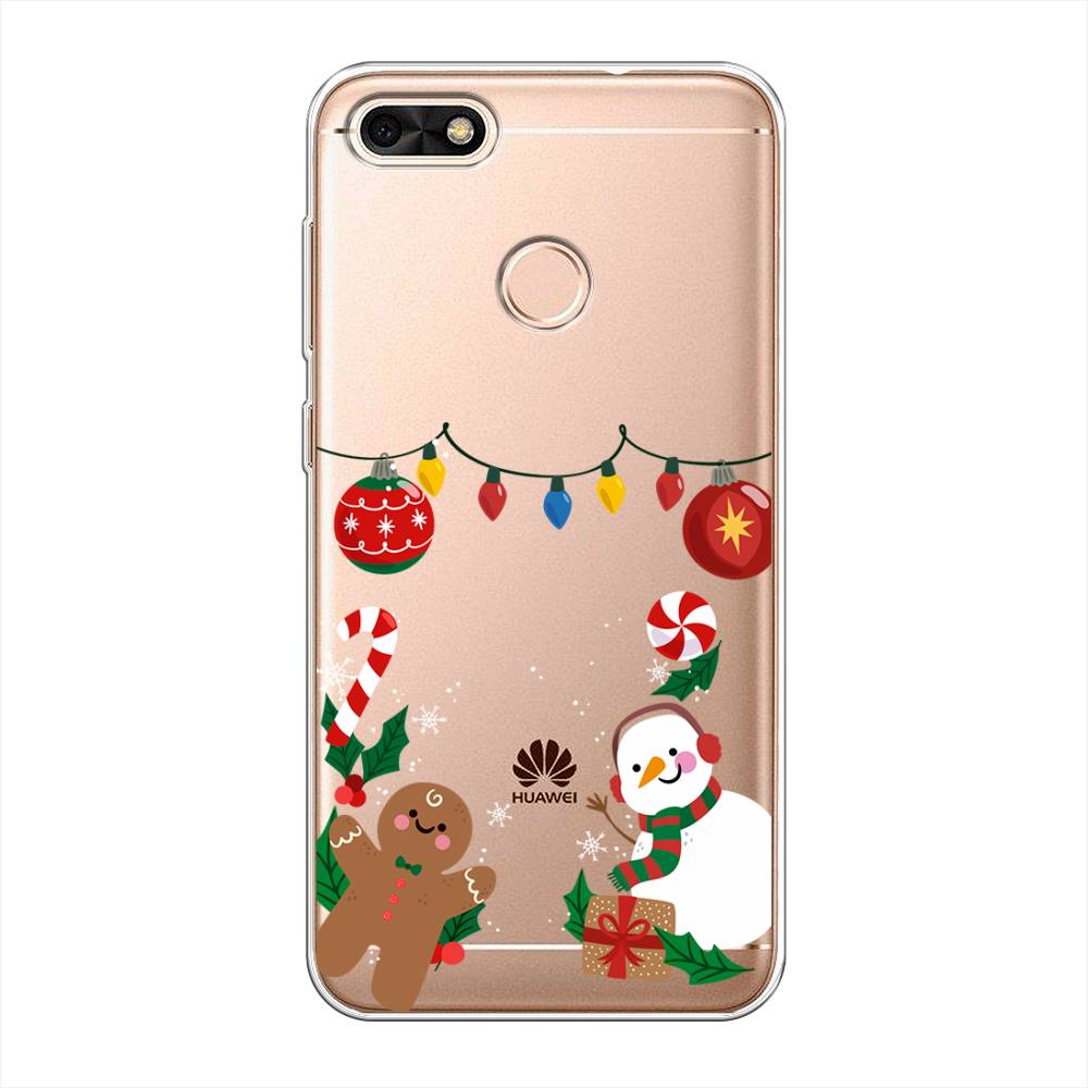 

Чехол на Huawei Nova Lite (2017) "Новогоднее настроение", Коричневый;красный;зеленый, 64750-5