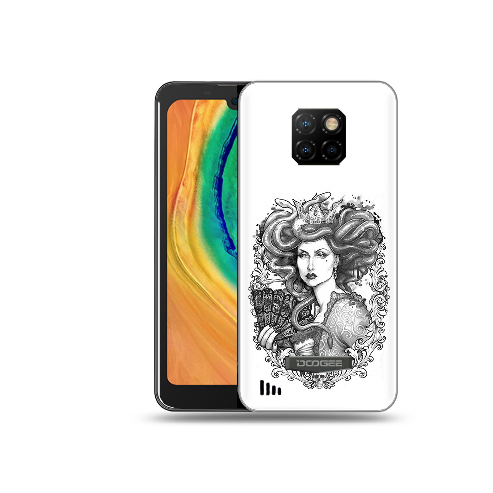 

Чехол MyPads Tocco для Doogee S88 Plus медуза черно белый, Прозрачный, Tocco