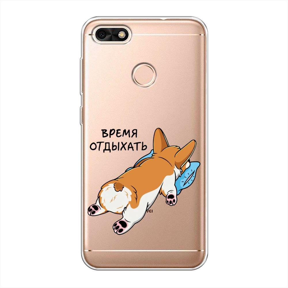 

Чехол на Huawei Nova Lite (2017) "Корги отдыхает", Черный;коричневый;голубой, 64750-1