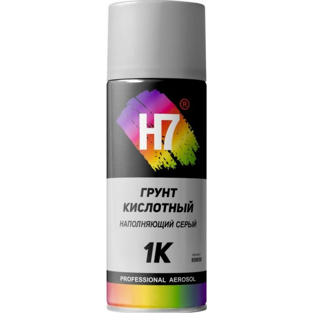 H7 Грунт акриловый толстослойный наполнитель High Build 1К черный аэрозоль 520мл 380334
