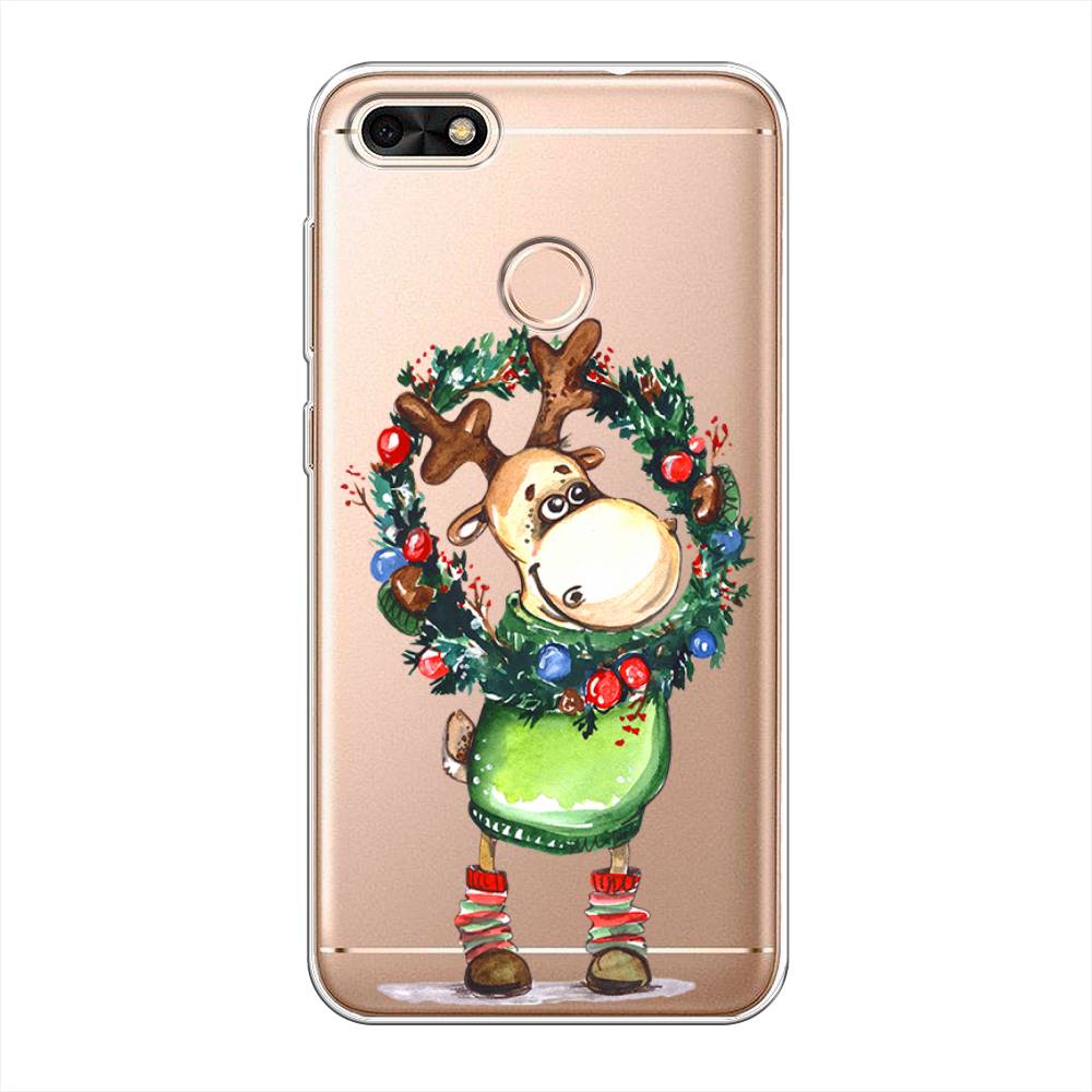 

Чехол на Huawei Nova Lite (2017) "Олень с новогодним венком", 64750-4