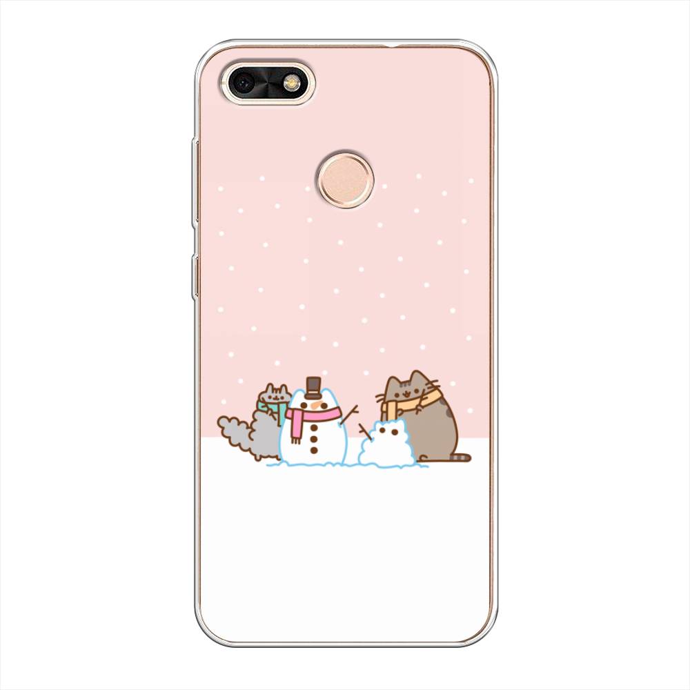 

Чехол на Huawei Nova Lite (2017) "Котики в снегу", Розовый;белый;серый, 64750-5