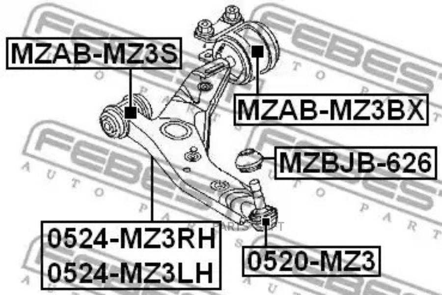 

Сайлентблок задний переднего рычага без кронштейна MZAB-MZ3BX