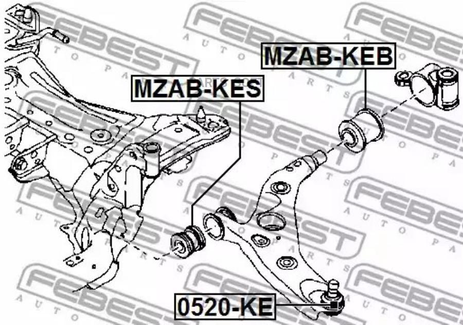 

Сайлентблок задний переднего рычага MZAB-KEB