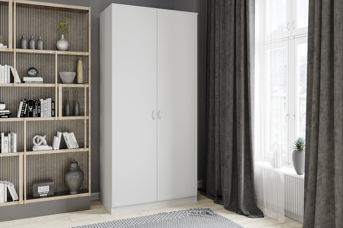 

Шкаф распашной Лайт-2 Белый для одежды двухдверный 100х260х60 Мегамебель