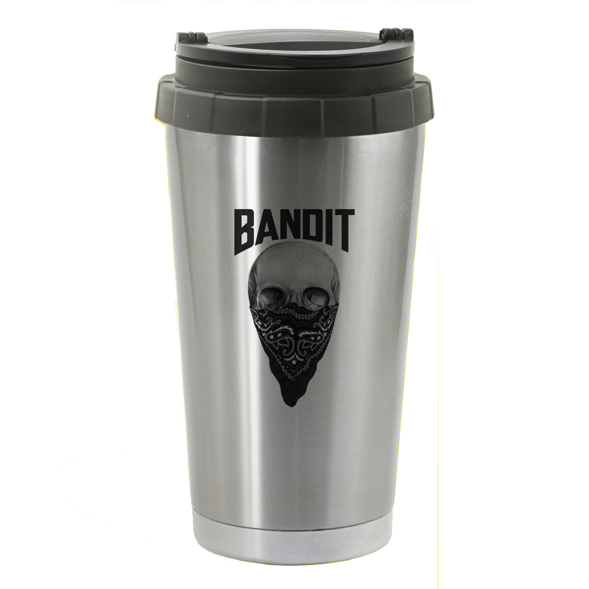 

Термостакан серый CoolPodarok Bandit. Череп в косынке