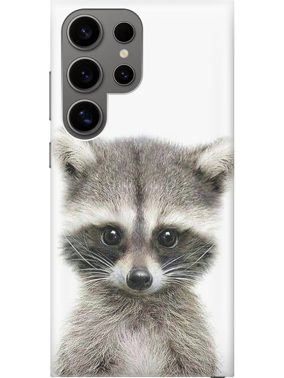 

Силиконовый чехол на Samsung Galaxy S24 Ultra с рисунком "Кроха-енот", Бежевый;белый;серый;черный, 20011898