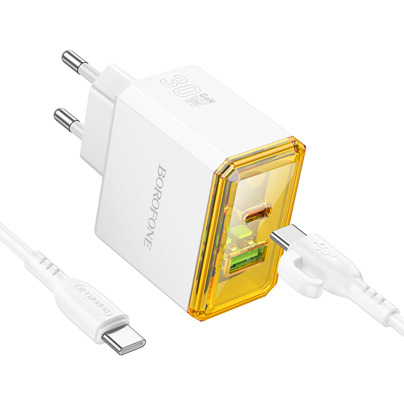 

Сетевое зарядное устройство Borofone BAS32A type-c - type-c 1xUSB, 1xUSB Type-C 3 А белый, BAS32A