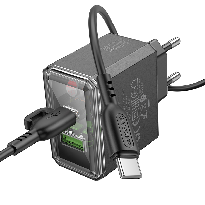 

Сетевое зарядное устройство Borofone BAS32A type-c - type-c 3 А черный, BAS32A