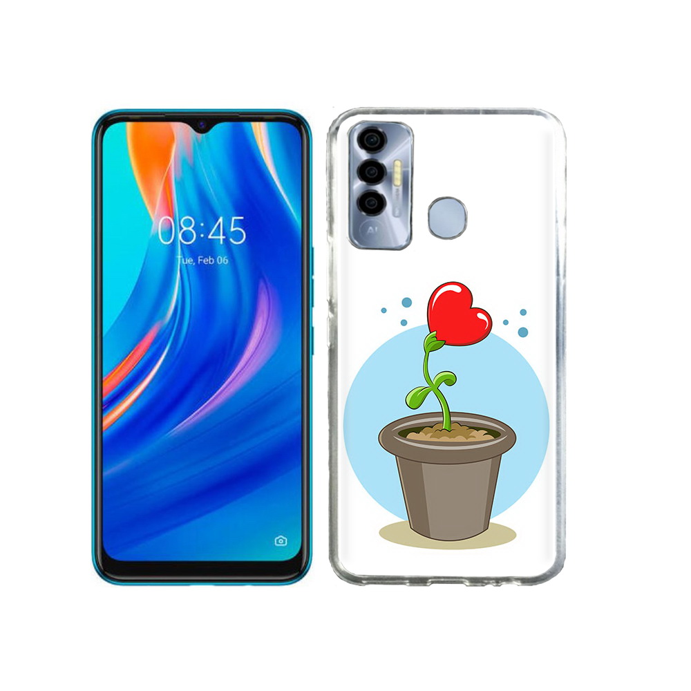 

Чехол MyPads Tocco для Tecno Spark 7P Растение любви 14 февраля, Прозрачный, Tocco