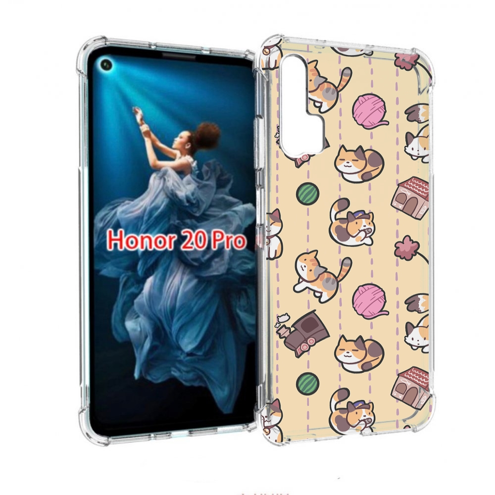 

Чехол бампер MyPads Котики-клубочки для Honor 20 Pro противоударный, Прозрачный, Tocco