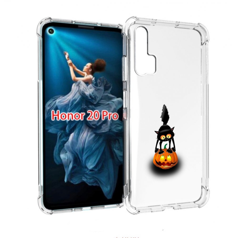 

Чехол бампер MyPads Котик с тыквой для Honor 20 Pro противоударный, Прозрачный, Tocco