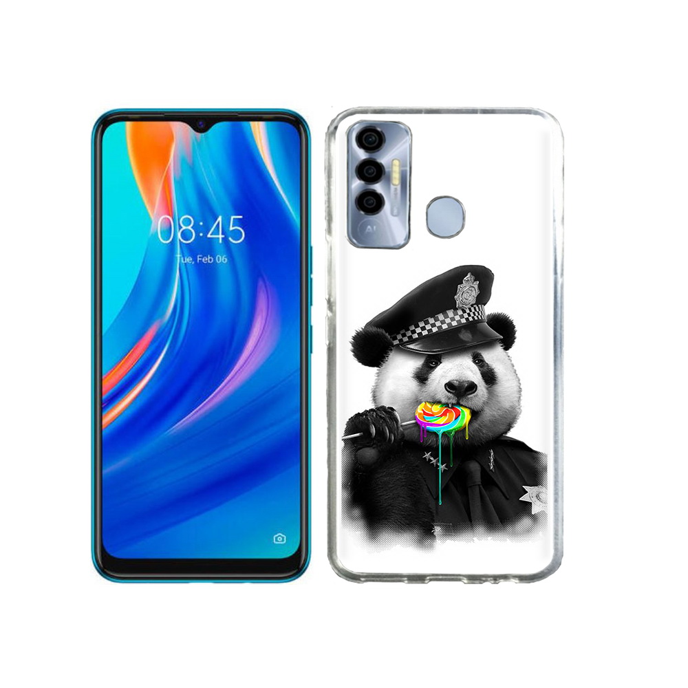 

Чехол MyPads Tocco для Tecno Spark 7P Панда полиция, Прозрачный, Tocco