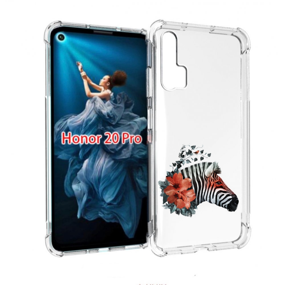 

Чехол бампер MyPads Зебра с цветами для Honor 20 Pro противоударный, Прозрачный, Tocco