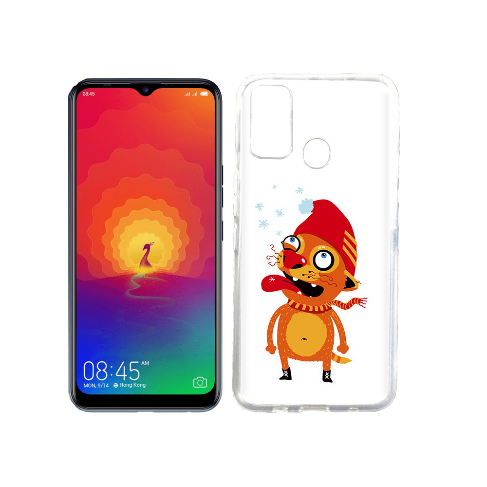 

Чехол MyPads Tocco для Tecno Spark 4 Зимний кот, Прозрачный, Tocco