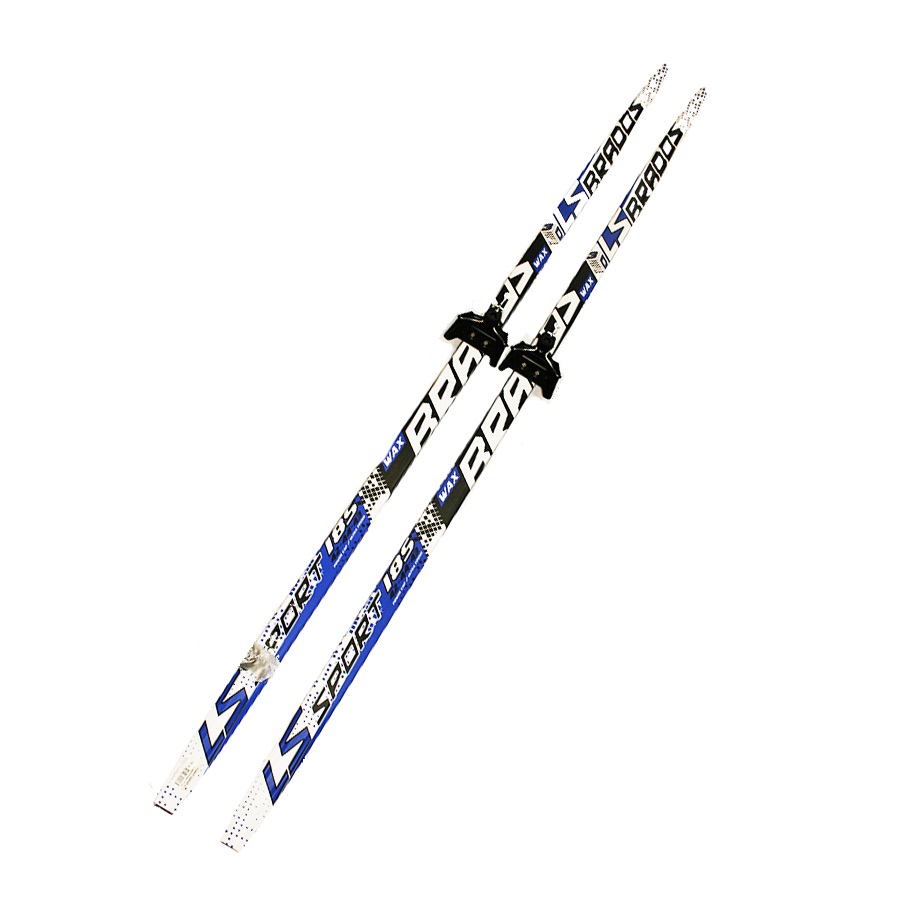 фото Лыжный комплект (лыжи + крепления) 75 мм 180 степ, brados ls sport 3d black/blue stc