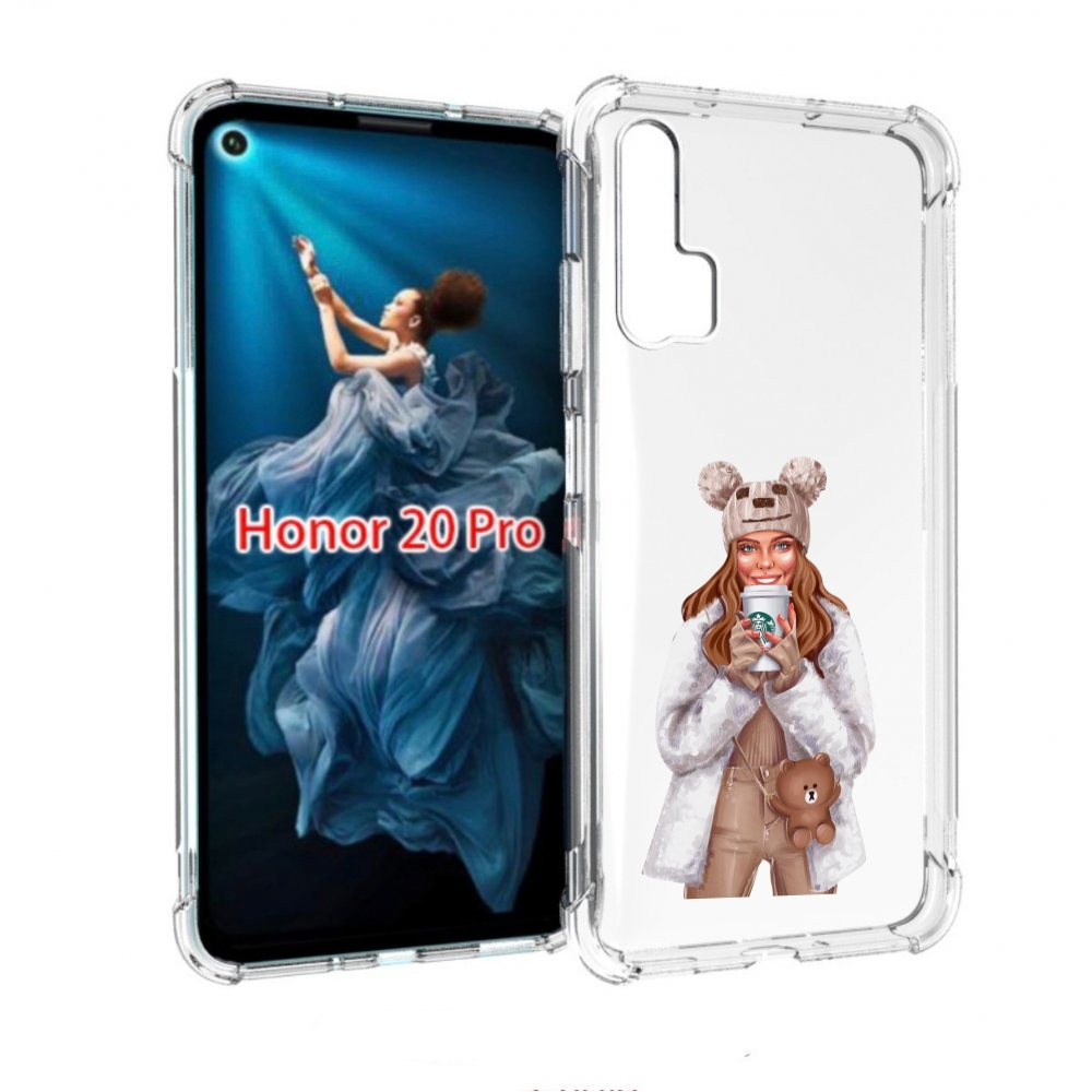 

Чехол бампер MyPads Девушка-с-кофе-старбакс женский для Honor 20, Прозрачный, Tocco