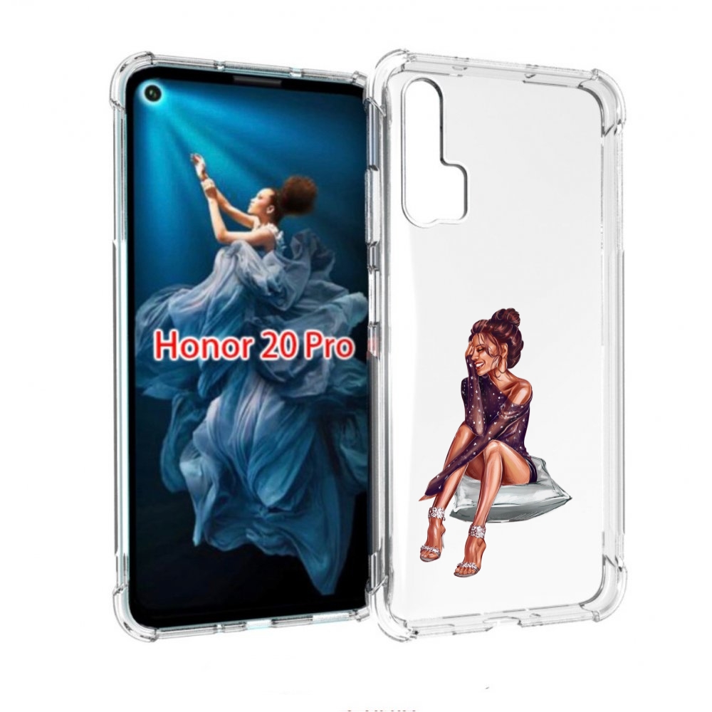 

Чехол бампер MyPads Девушка-на-подушке женский для Honor 20 Pro, Прозрачный, Tocco