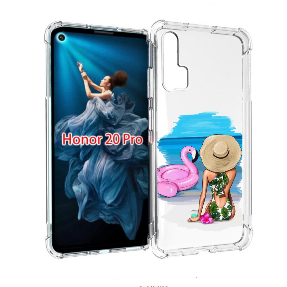 

Чехол бампер MyPads Девушка-и-фламинго женский для Honor 20 Pro, Прозрачный, Tocco