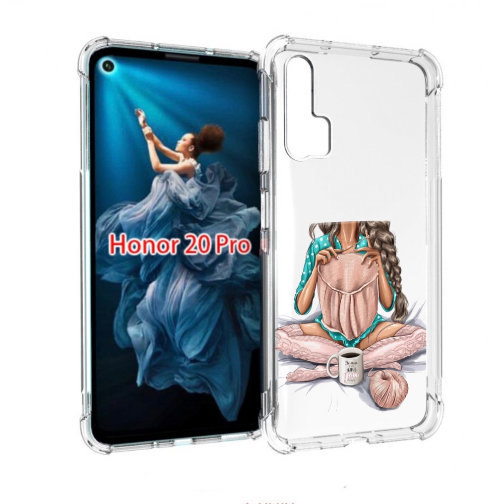 

Чехол бампер MyPads Девушка-вяжет женский для Honor 20 Pro проти, Прозрачный, Tocco