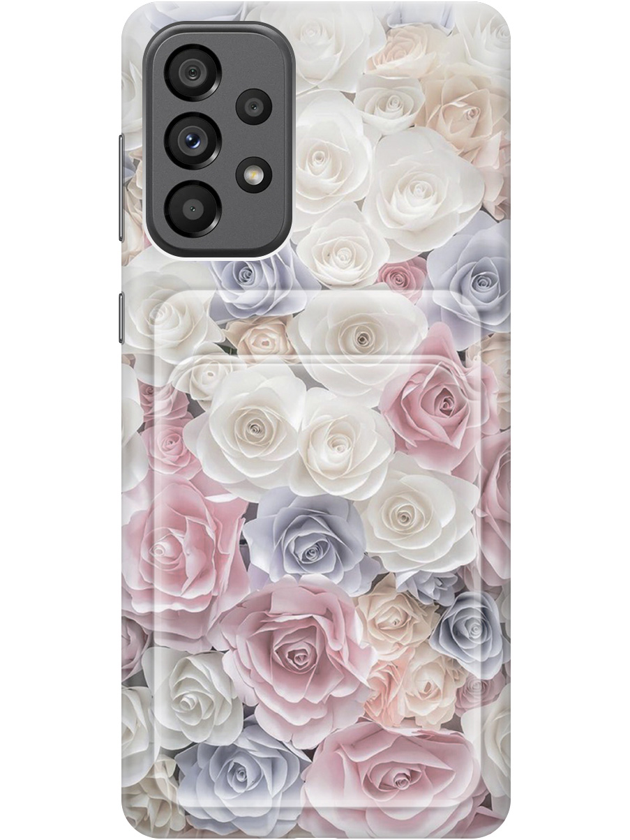 

Силиконовый чехол на Samsung Galaxy A73 5G с рисунком "Пастельные розы", Белый;розовый;серый, 20012007
