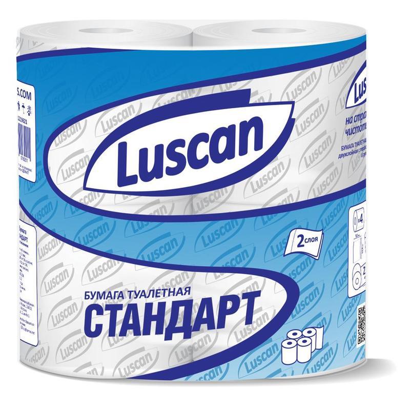 Бумага туалетная 2-слойная Luscan Standart белая с тиснением 21.88м 4 рул/уп 12 уп. бумага туалетная luscan standart 2 слойная белая 8 рулонов в уп 396251