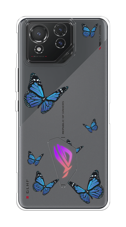 

Чехол на Asus ROG Phone 8 "Blue butterflies", Синий;черный, 45150-1