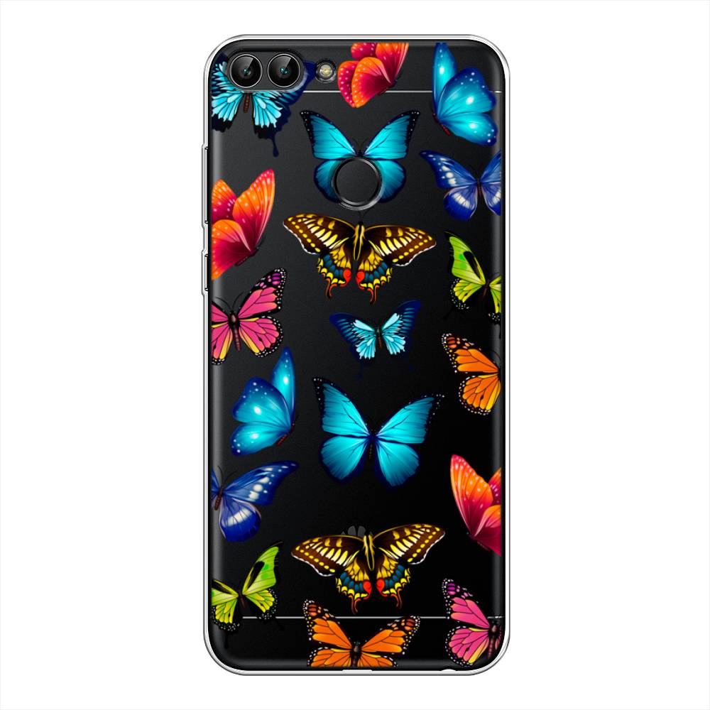 фото Чехол awog "разные бабочки" для huawei p smart