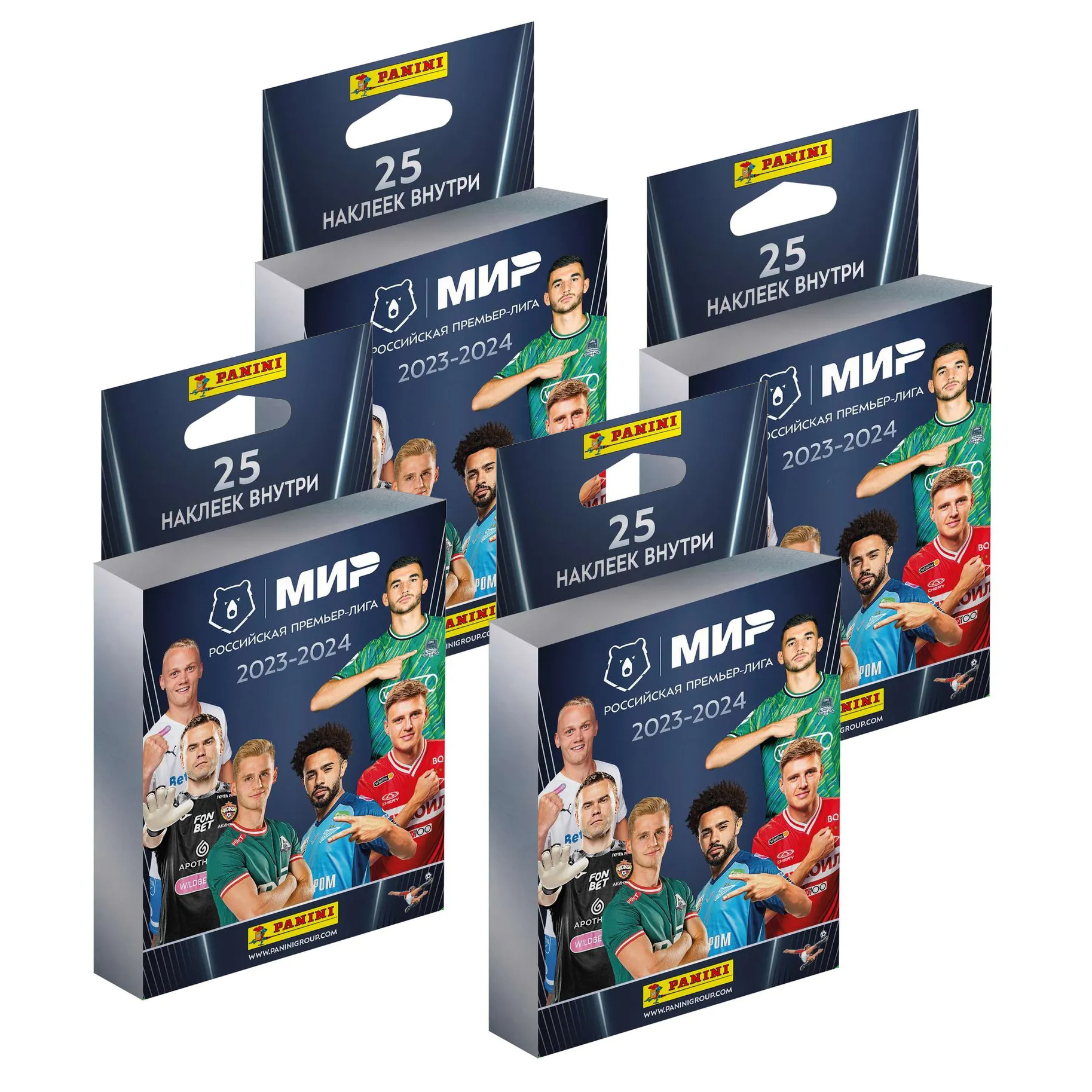 

Наклейки Panini РПЛ 2023-2024, 4 блистера, 100 наклеек, РПЛ 2023-2024