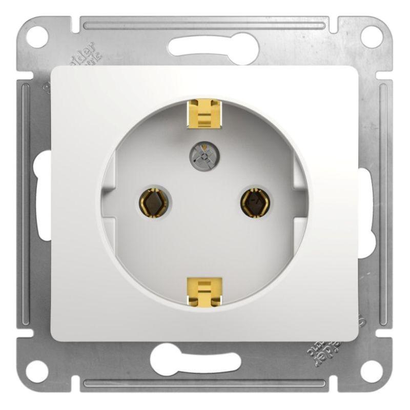 

Розетка Schneider Electric Glossa одноместная с заземлением 16А IP20, Белый