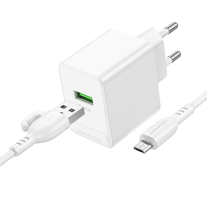 

Сетевое зарядное устройство Borofone BAS12A micro usb - usb 1xUSB 3 А белый, BAS12A