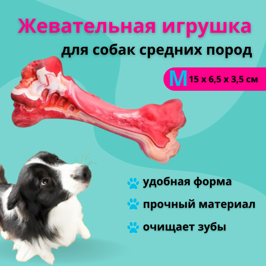 Игрушка для собак ZDK Friendly Кость красная каучук M 15x65x35 см 796₽