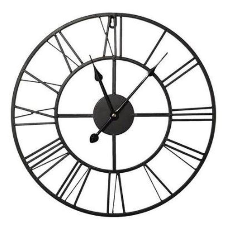 

Часы настенные аналоговые Black Metal Clock, 40x40см
