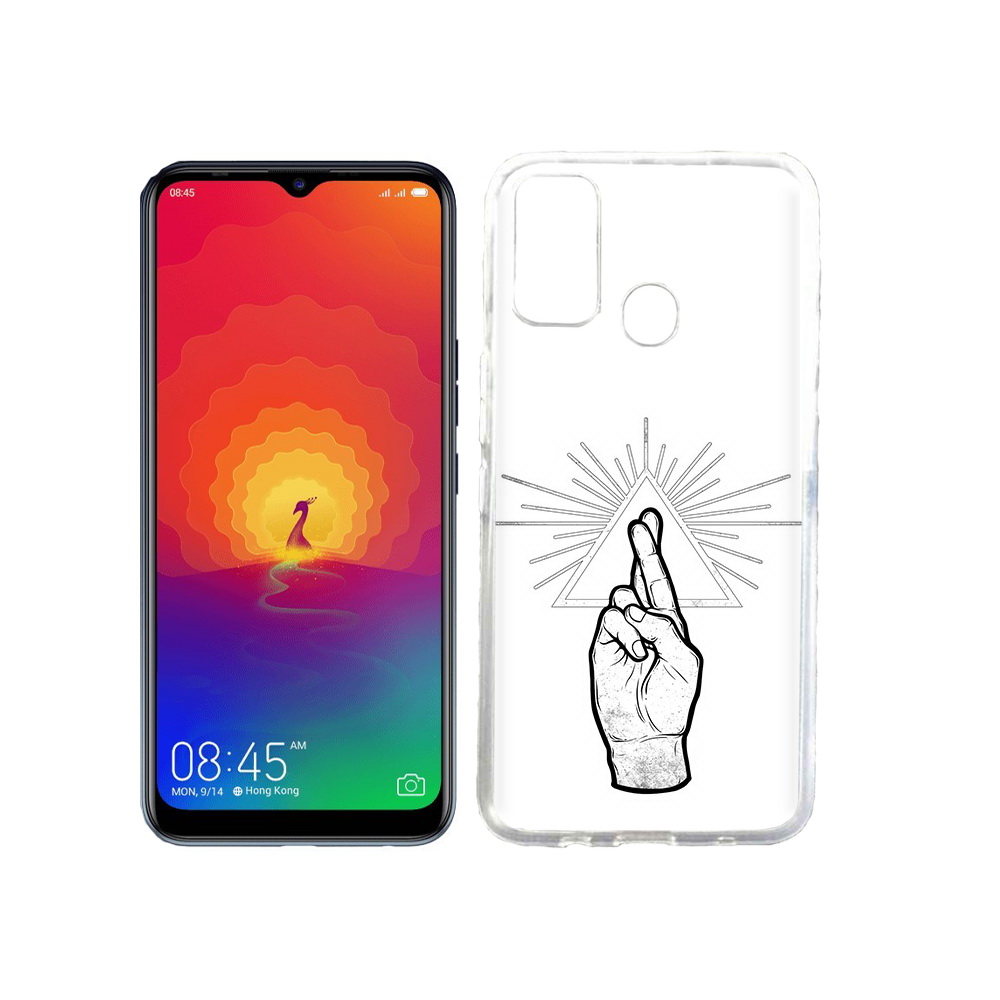

Чехол MyPads Tocco для Tecno Spark 4 черно белая рука, Прозрачный, Tocco