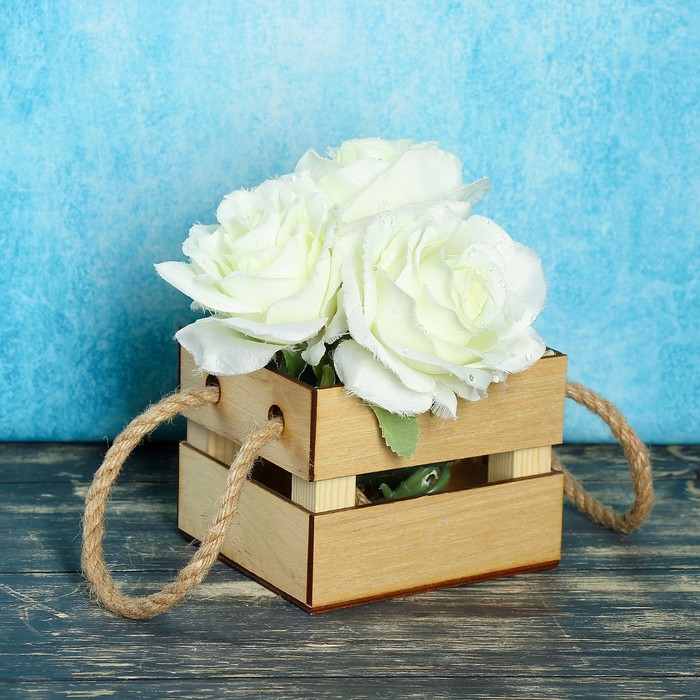 

Дарим Красиво 12х11х9 см, "Однушка Лайт" реечное, ручка веревка, натуральный, Бежевый