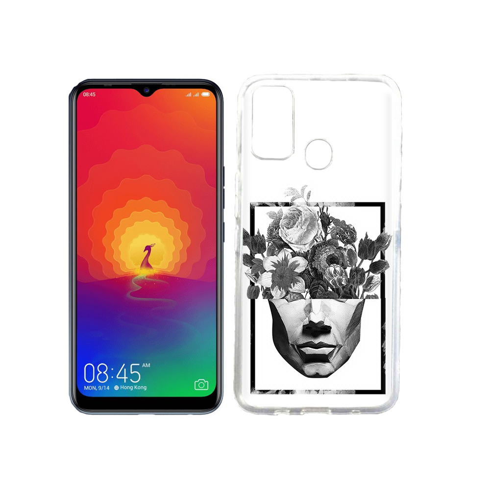 

Чехол MyPads Tocco для Tecno Spark 4 черно белая ваза в абстракции, Прозрачный, Tocco