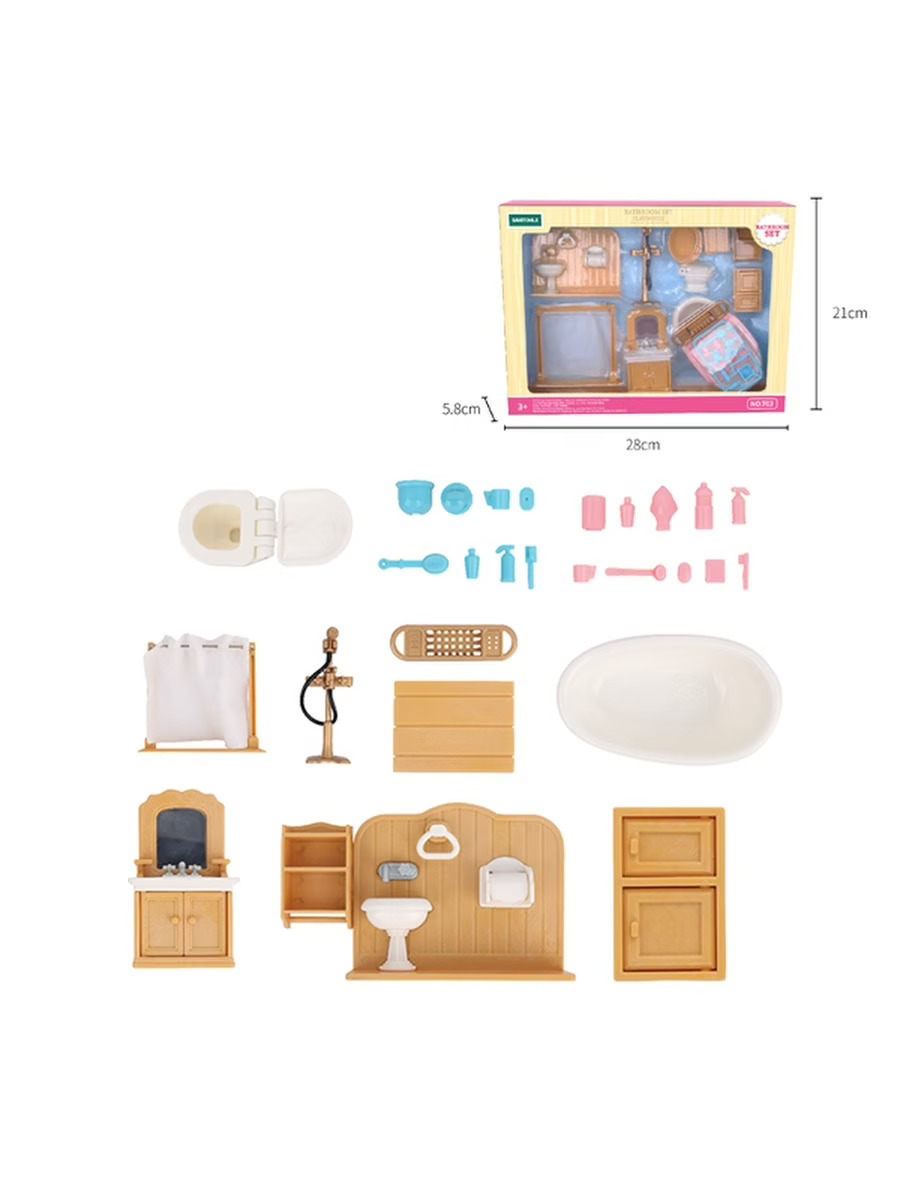 Игрушки ВанГогВоМне Комплект мебели для игрового домика, Ванная комната