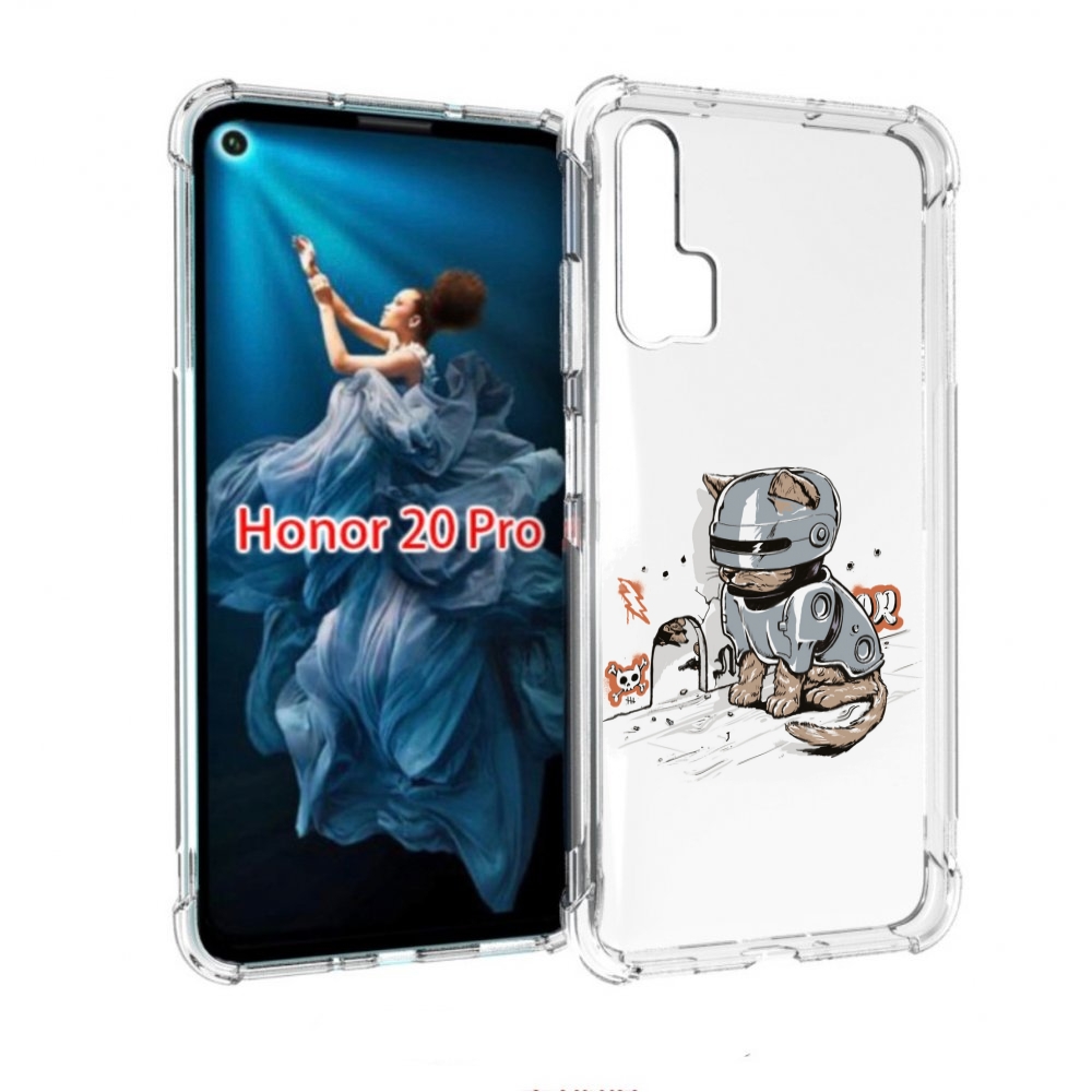 

Чехол бампер MyPads Грозный кот для Honor 20 Pro противоударный, Прозрачный, Tocco
