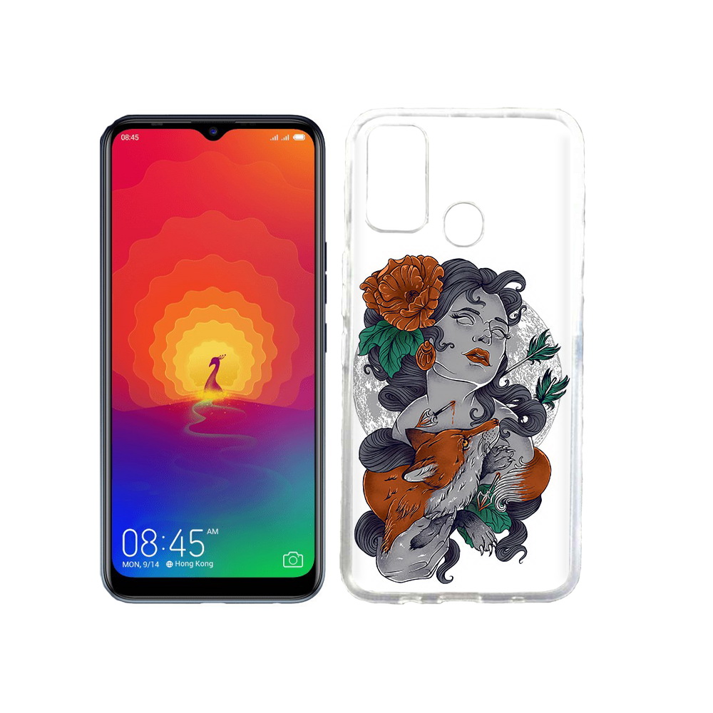 

Чехол MyPads Tocco для Tecno Spark 4 темная девушка с лисой, Прозрачный, Tocco