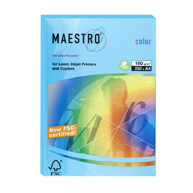 фото Mondi бумага офисная цветная "maestro color pale" а4 250л 160г/м2 светло-синий (ab48)