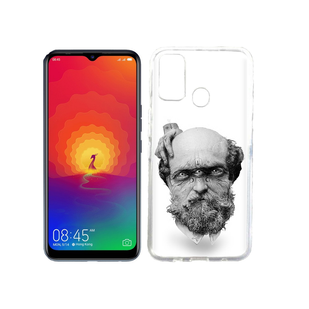 

Чехол MyPads Tocco для Tecno Spark 4 страшный бородатый мужчина абстракция, Прозрачный, Tocco