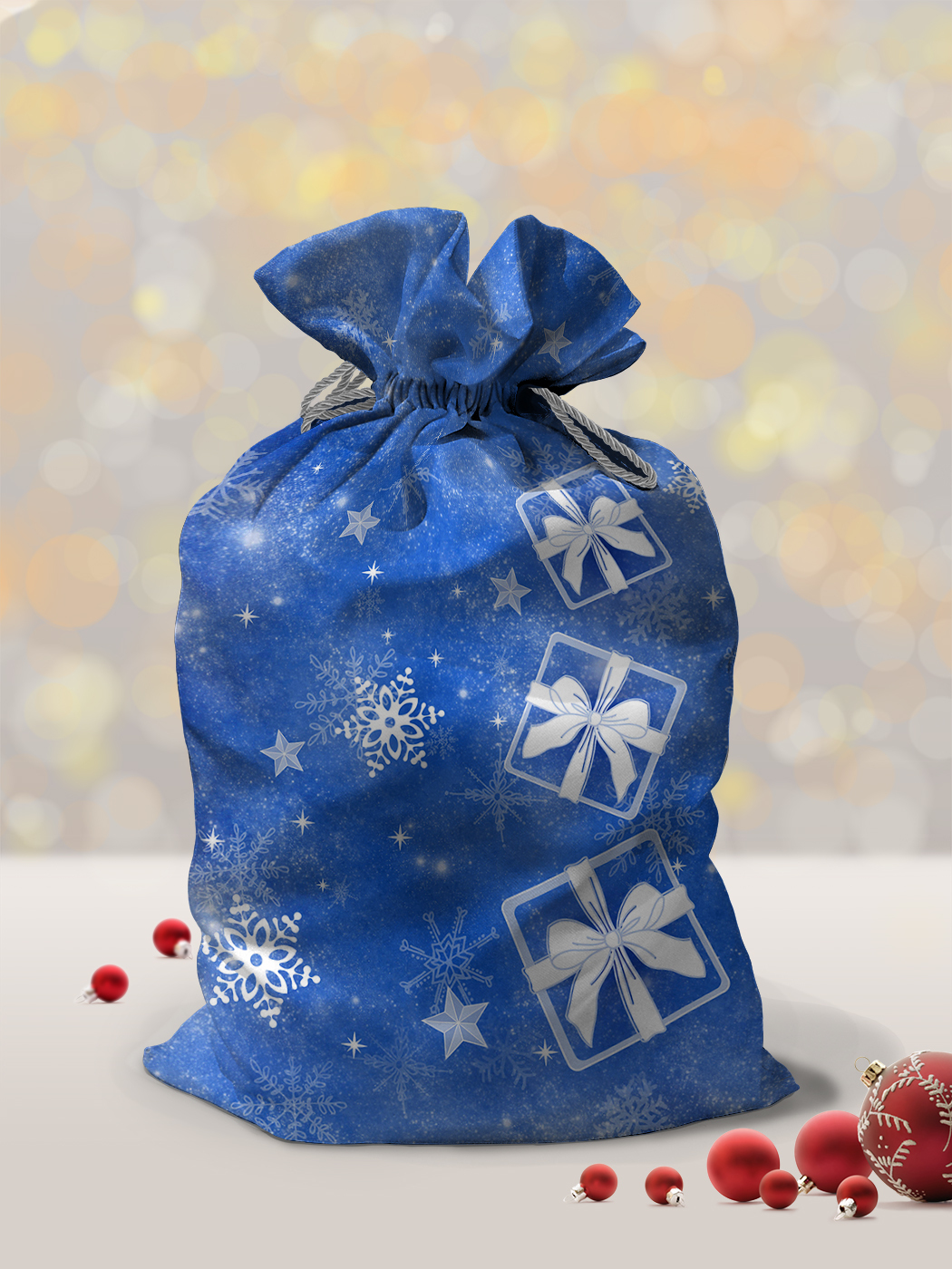 фото Мешок деда мороза 40х58 см новогодние подарки синий sfer.tex 1801405